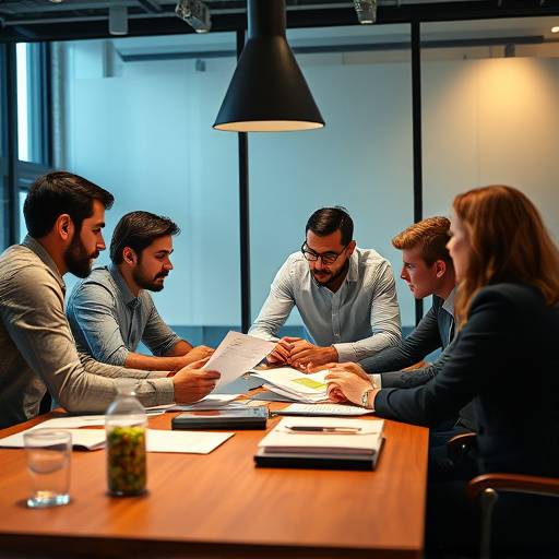 A diverse team of professionals collaborating around a table, discussing financial strategies.